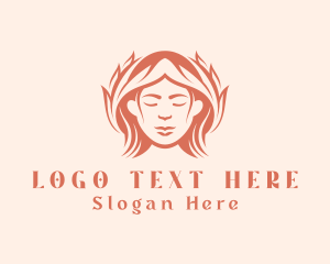 Woman Leaf Hairstyle logo