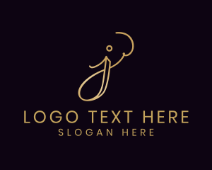Gold Calligraphy Letter J logo