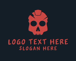 Red Grunge Skull logo