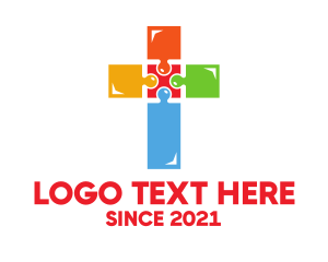 Colorful Jigsaw Cross logo