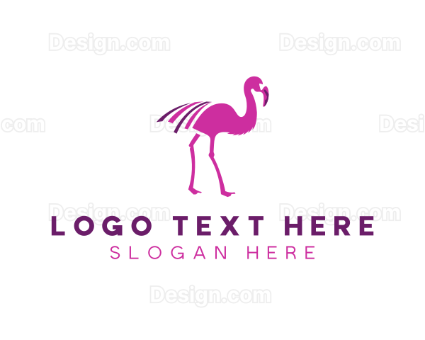 Pink Flamingo Bird Logo