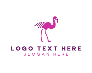 Pink Flamingo Bird logo